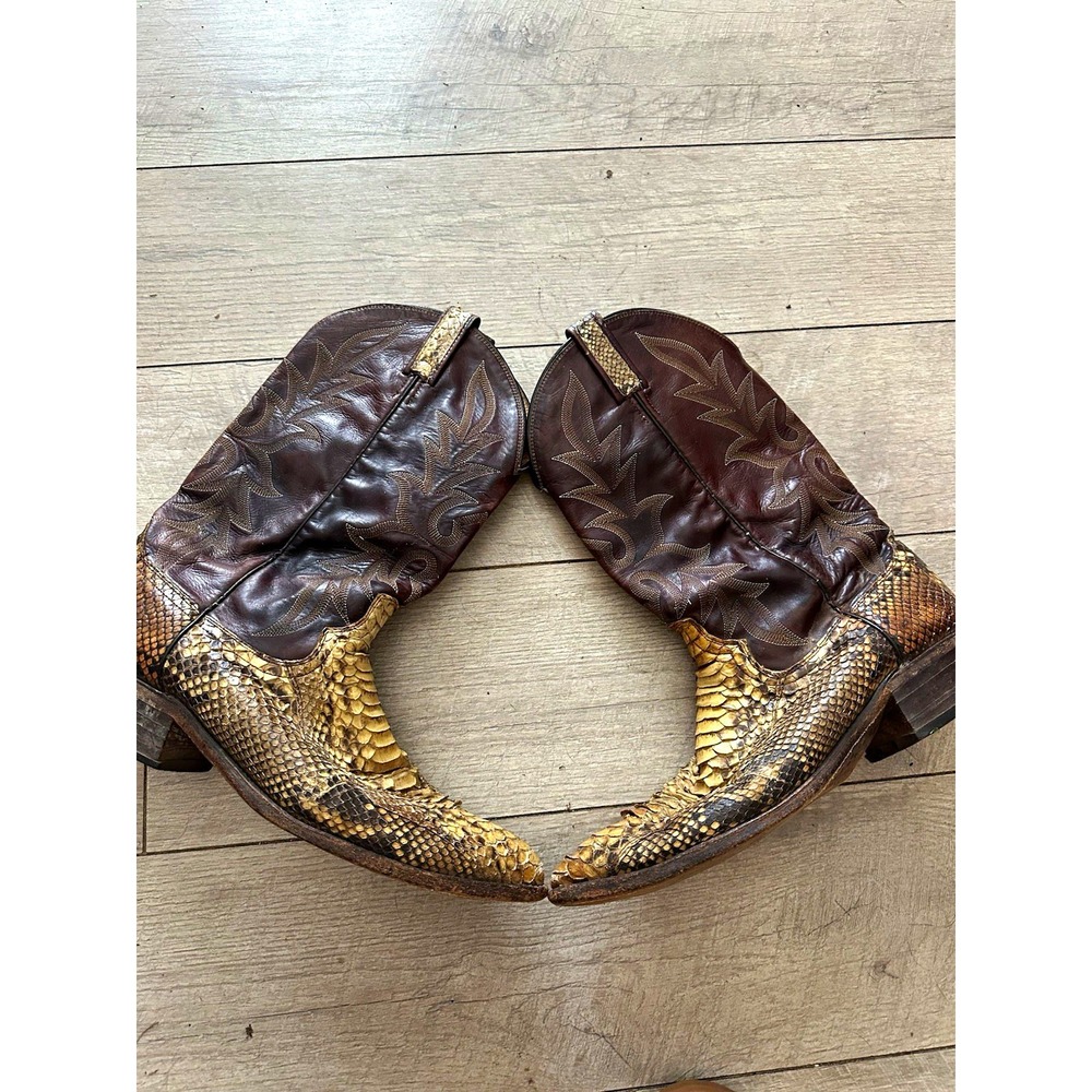Vintage Dan Post Men's 8 Genuine Python Snakeskin Cowboy Boots or Women's 10